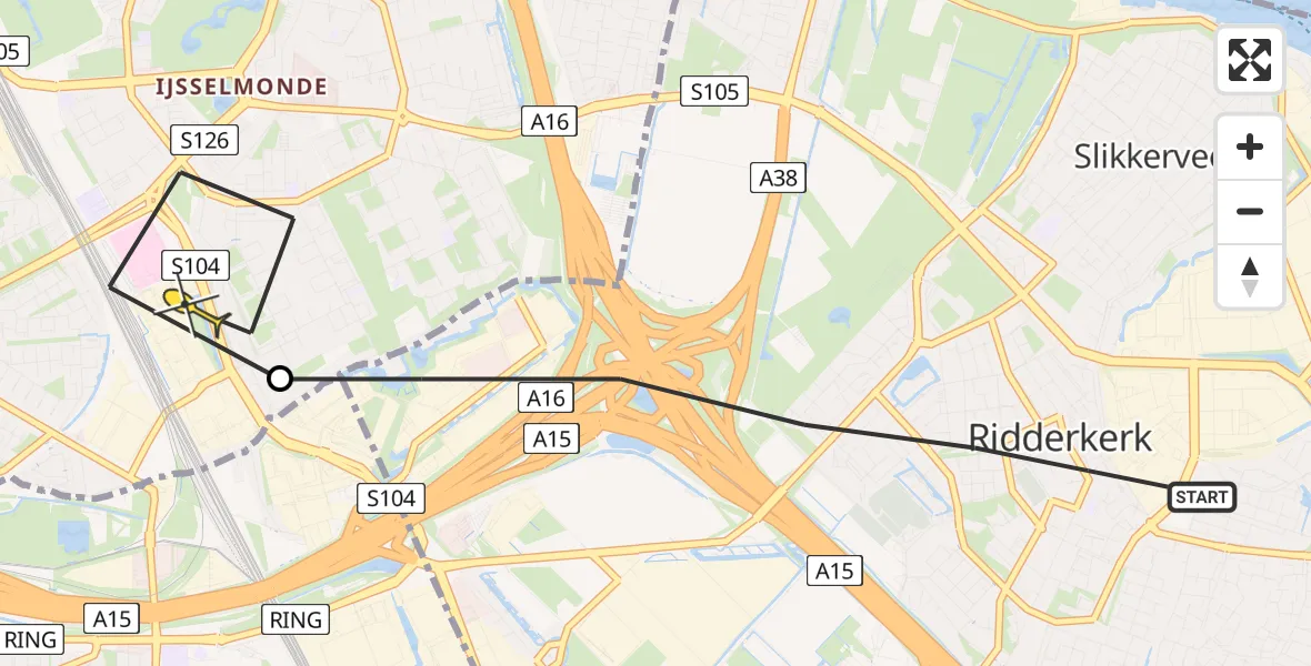 Routekaart van de vlucht: Lifeliner 2 naar Rotterdam