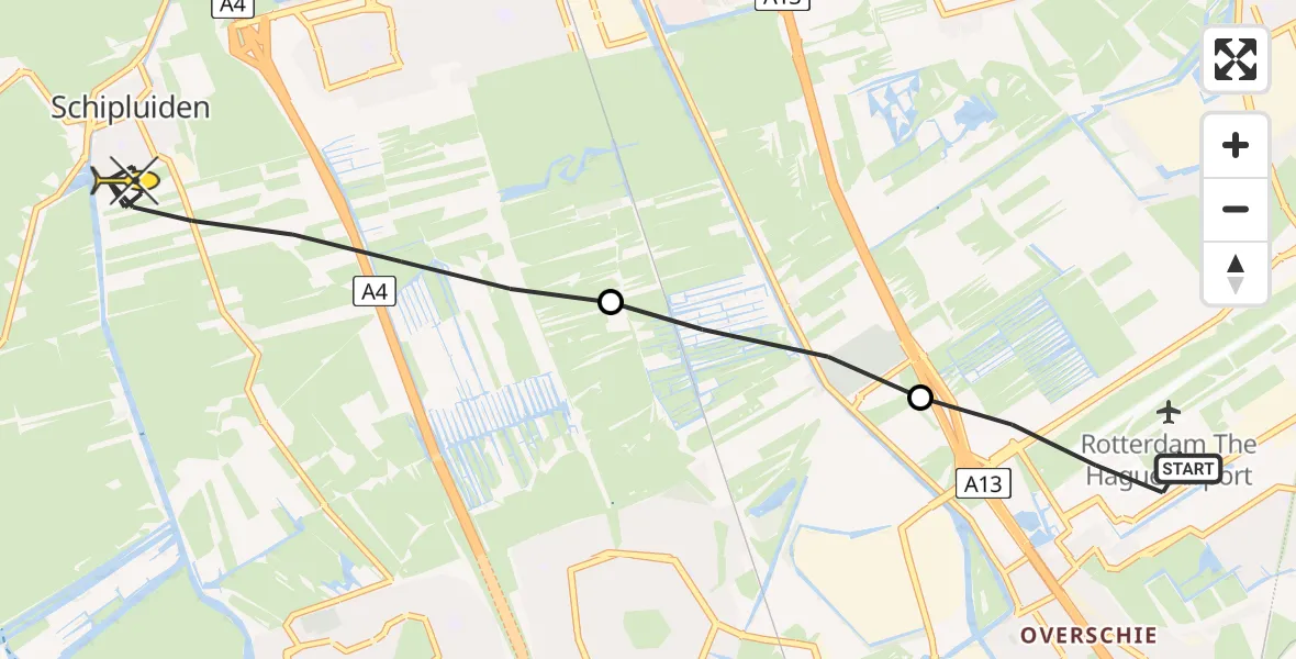 Routekaart van de vlucht: Lifeliner 2 naar Schipluiden