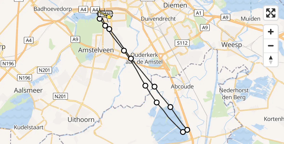 Routekaart van de vlucht: Lifeliner 1 naar VU Medisch Centrum Amsterdam