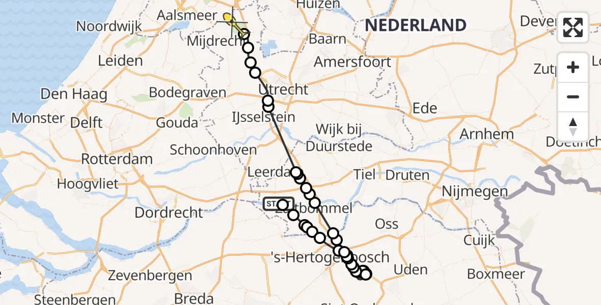 Routekaart van de vlucht: Politieheli naar Vinkeveen