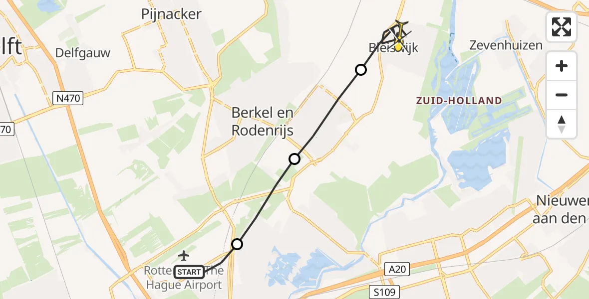 Routekaart van de vlucht: Lifeliner 2 naar Bleiswijk