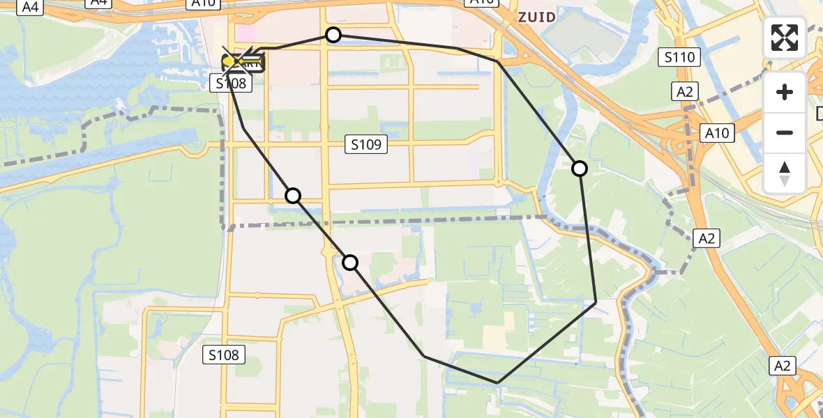 Routekaart van de vlucht: Lifeliner 1 naar VU Medisch Centrum Amsterdam