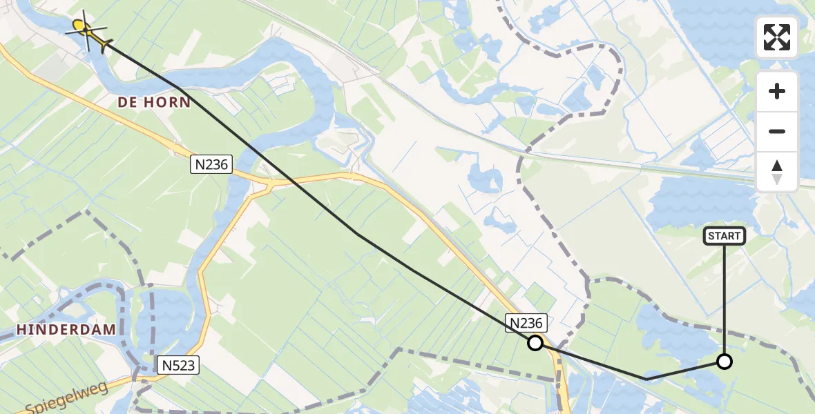 Routekaart van de vlucht: Politiehelikopter naar Weesp
