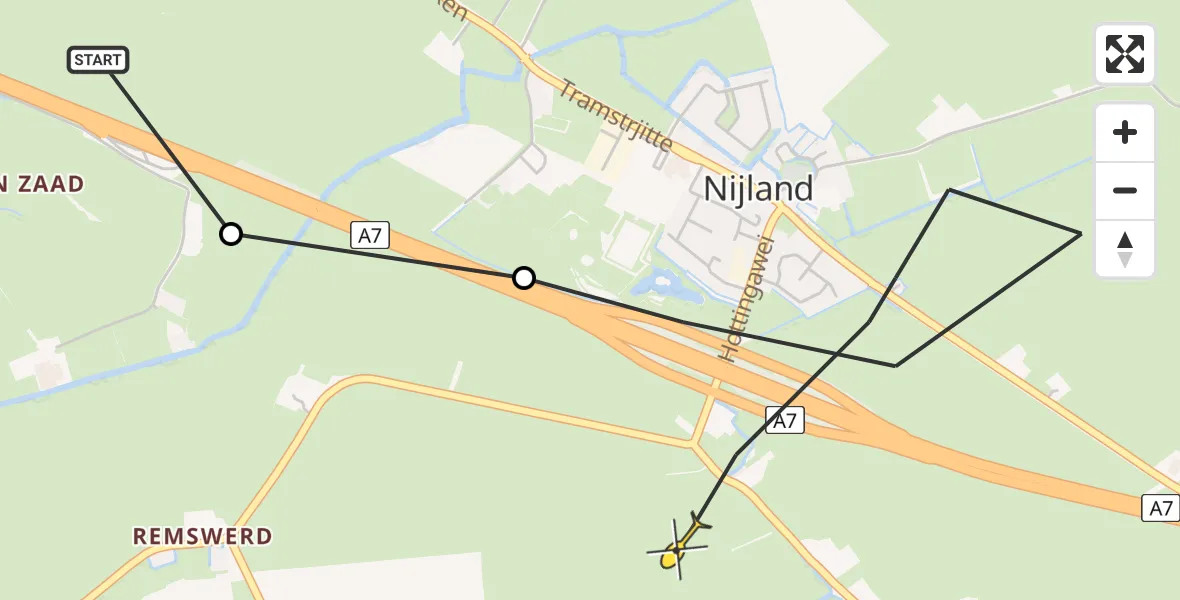 Routekaart van de vlucht: Lifeliner 4 naar Wolsum