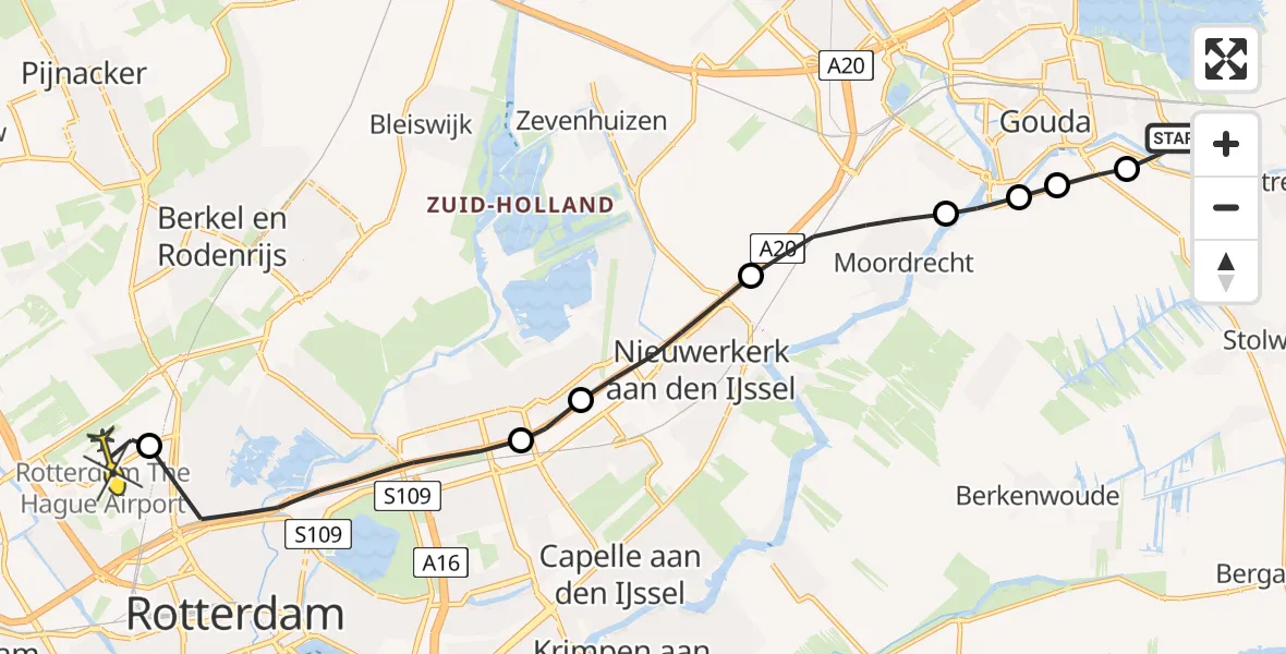 Routekaart van de vlucht: Lifeliner 2 naar Rotterdam The Hague Airport