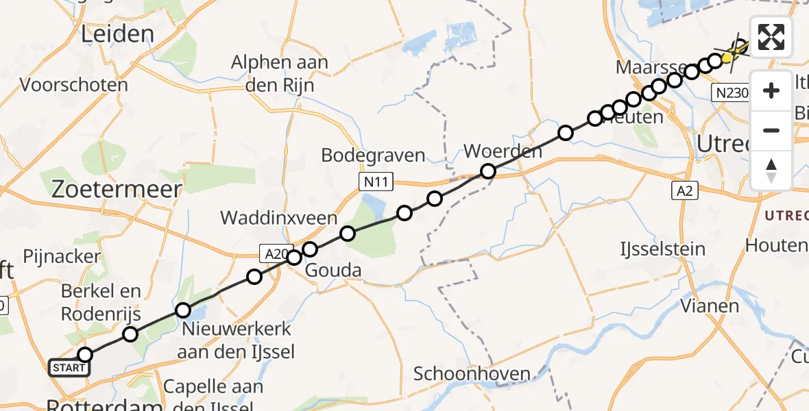 Routekaart van de vlucht: Lifeliner 2 naar Westbroek