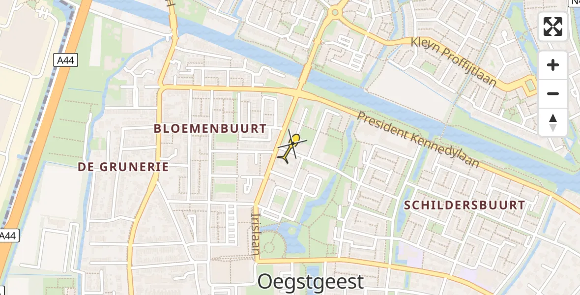 Routekaart van de vlucht: Lifeliner 1 onderweg vanuit Oegstgeest