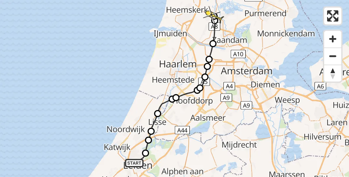 Routekaart van de vlucht: Lifeliner 1 naar Krommenie