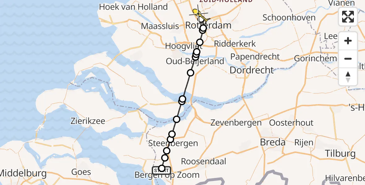 Routekaart van de vlucht: Lifeliner 2 naar Rotterdam The Hague Airport