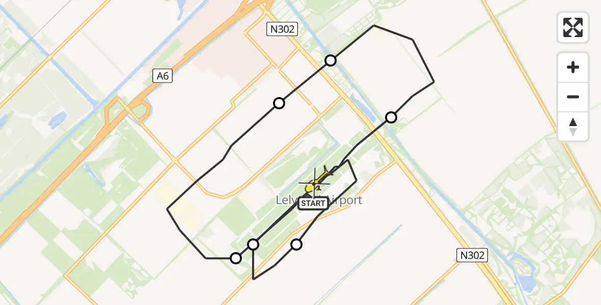 Routekaart van de vlucht: Traumaheli naar Lelystad Airport