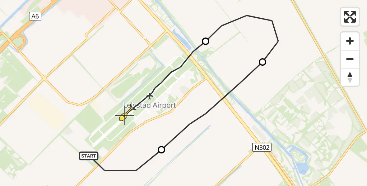 Routekaart van de vlucht: Traumaheli naar Lelystad Airport