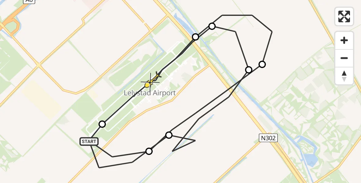 Routekaart van de vlucht: Traumaheli naar Lelystad Airport