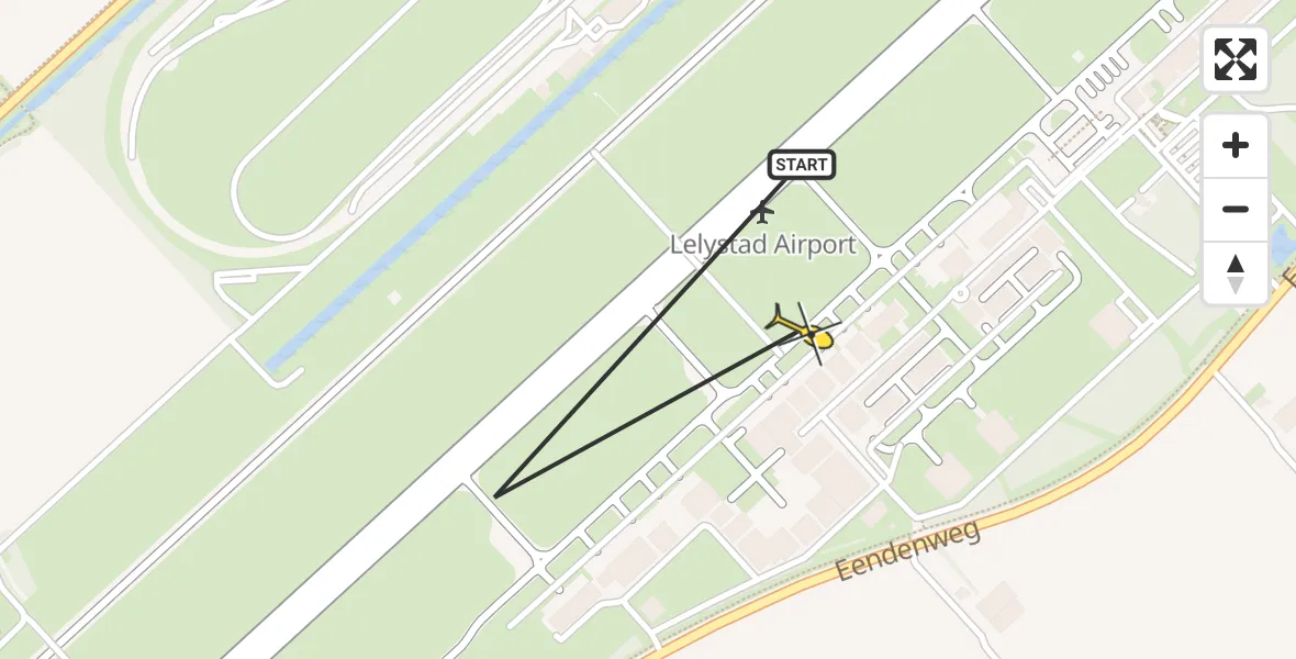 Routekaart van de vlucht: Traumahelikopter naar Lelystad Airport