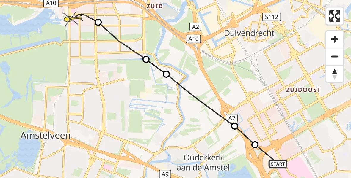 Routekaart van de vlucht: Lifeliner 1 naar VU Medisch Centrum Amsterdam