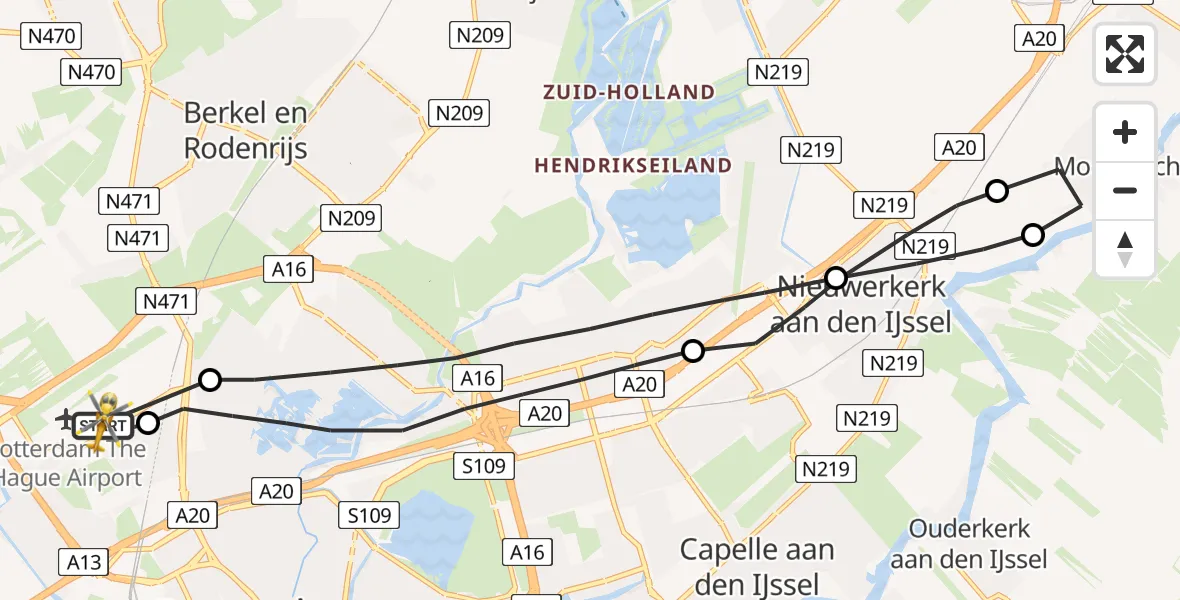 Vluchtroute Traumahelikopter Rotterdam The Hague Airport - Rotterdam The Hague Airport, 07 april 2023, 17:44