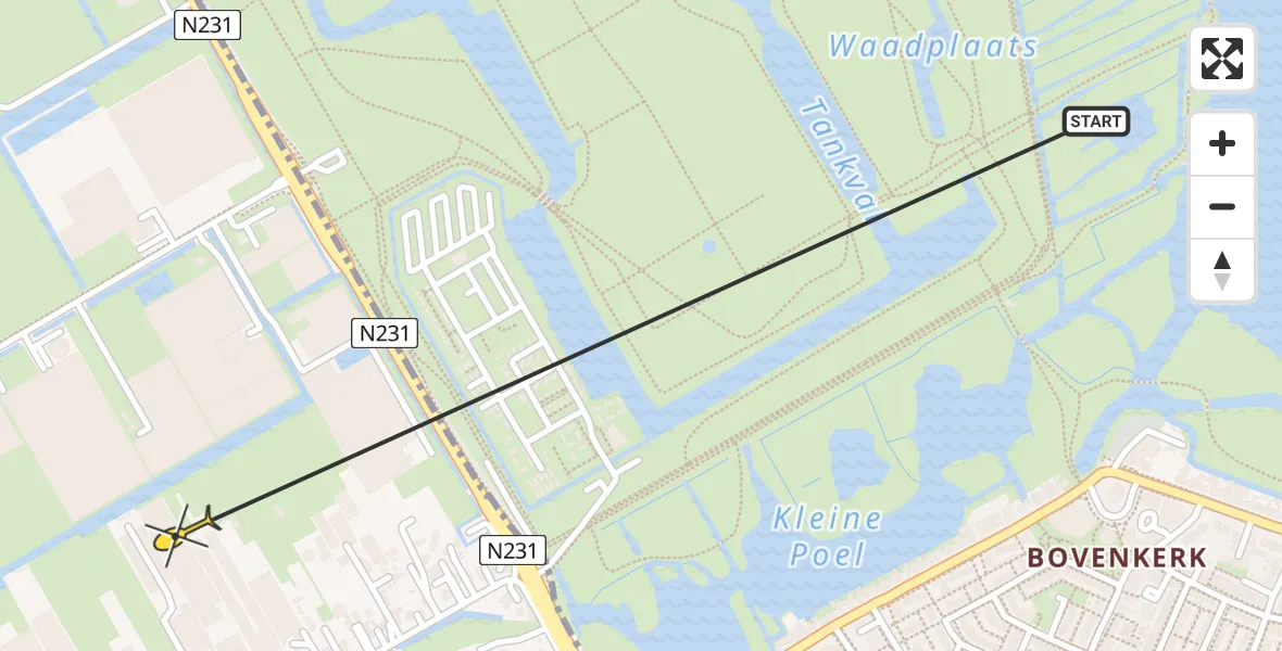 Routekaart van de vlucht: Politiehelikopter naar Aalsmeer