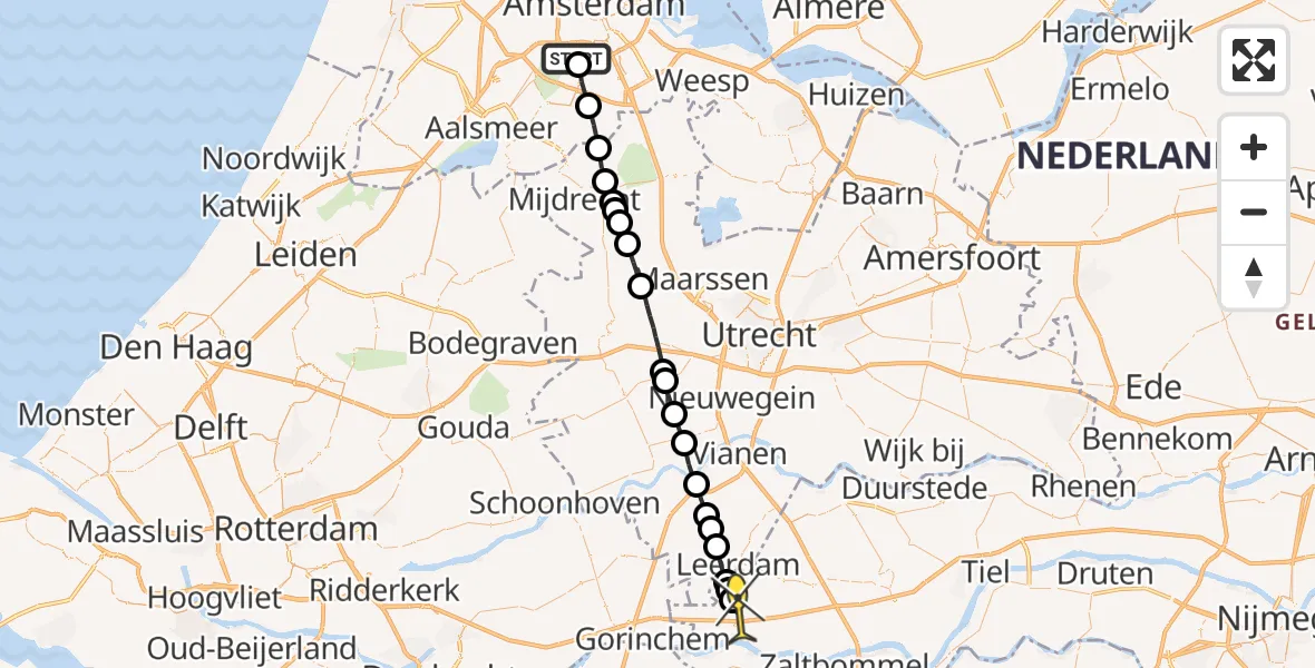 Routekaart van de vlucht: Lifeliner 1 naar Vuren