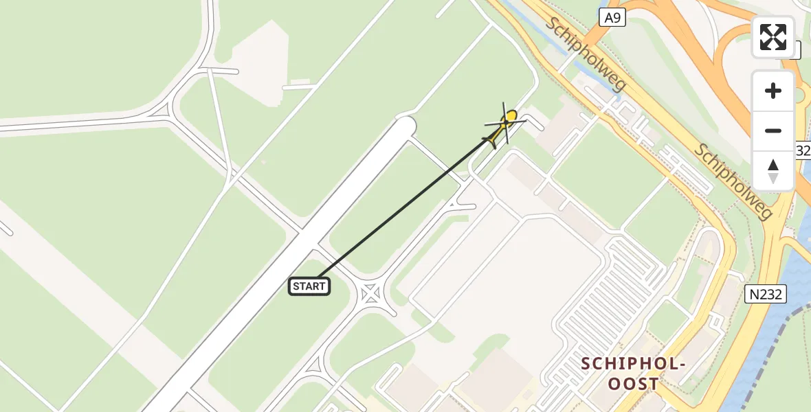 Vluchtroute Politiehelikopter van Schiphol naar Schiphol