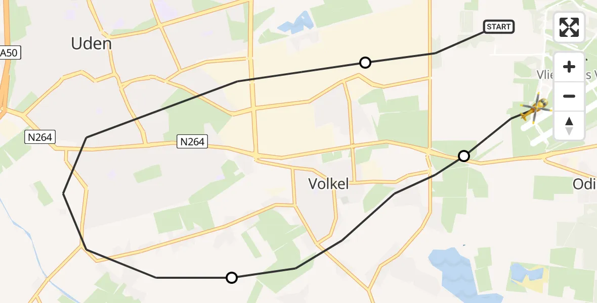 Vluchtroute Traumahelikopter Vliegbasis Volkel - Vliegbasis Volkel, 08 april 2023, 14:21
