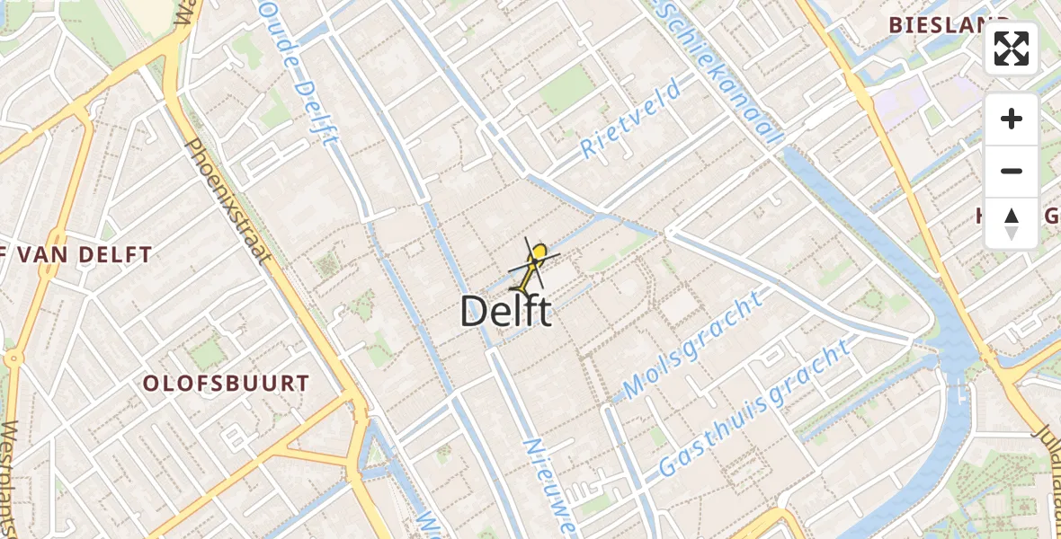 Routekaart van de vlucht: Lifeliner 1 naar Delft