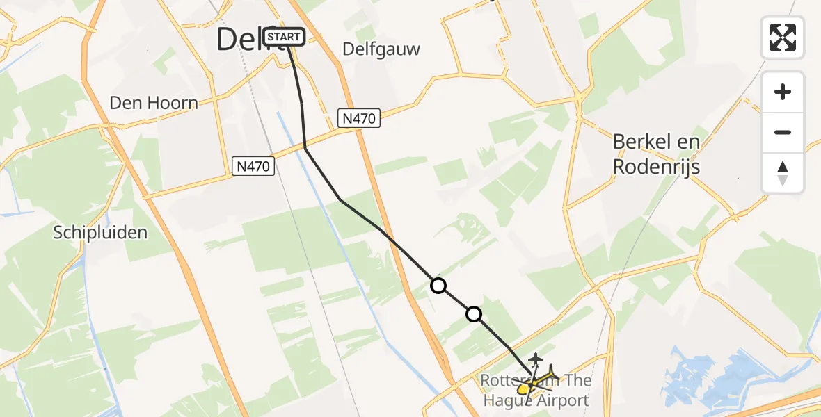 Routekaart van de vlucht: Lifeliner 1 naar Rotterdam The Hague Airport