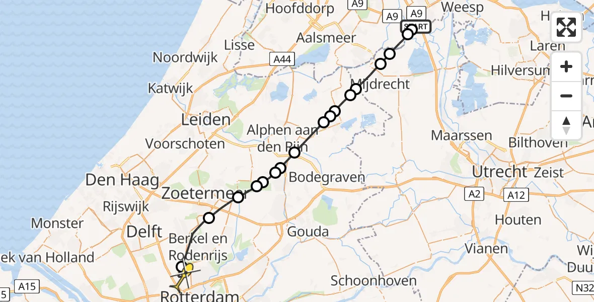 Routekaart van de vlucht: Lifeliner 2 naar Rotterdam The Hague Airport