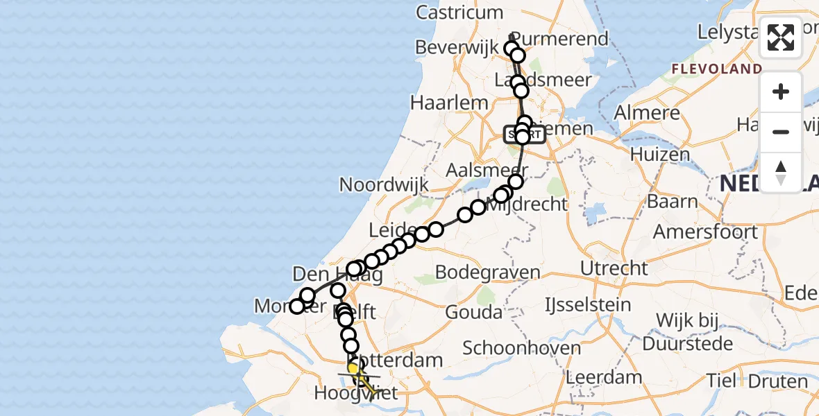 Routekaart van de vlucht: Lifeliner 1 naar Pernis