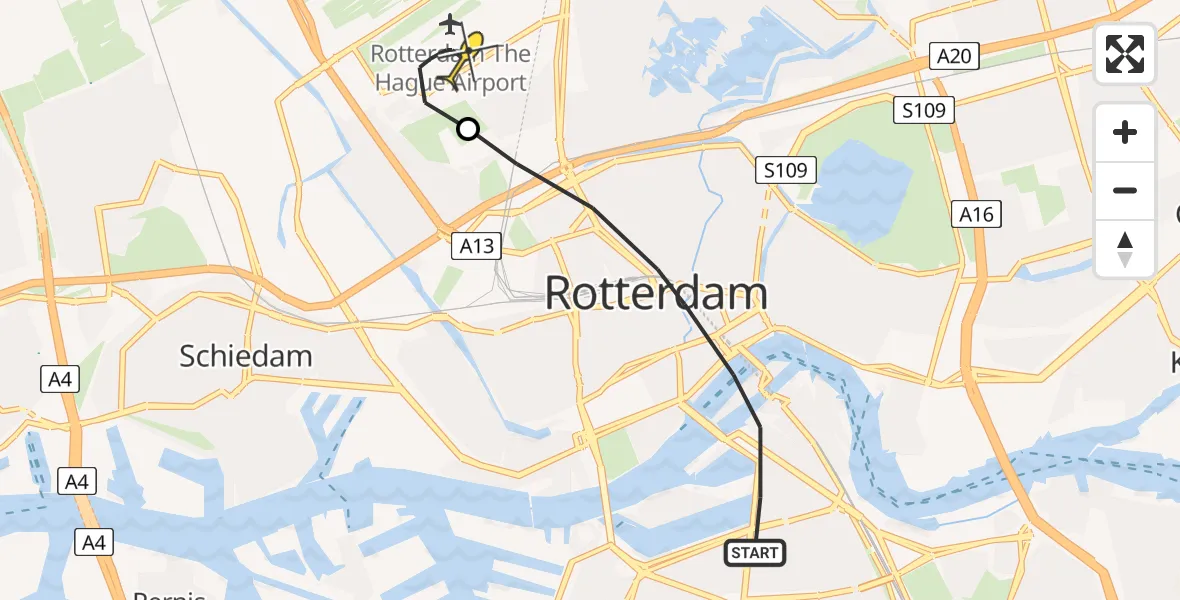 Routekaart van de vlucht: Lifeliner 2 naar Rotterdam The Hague Airport