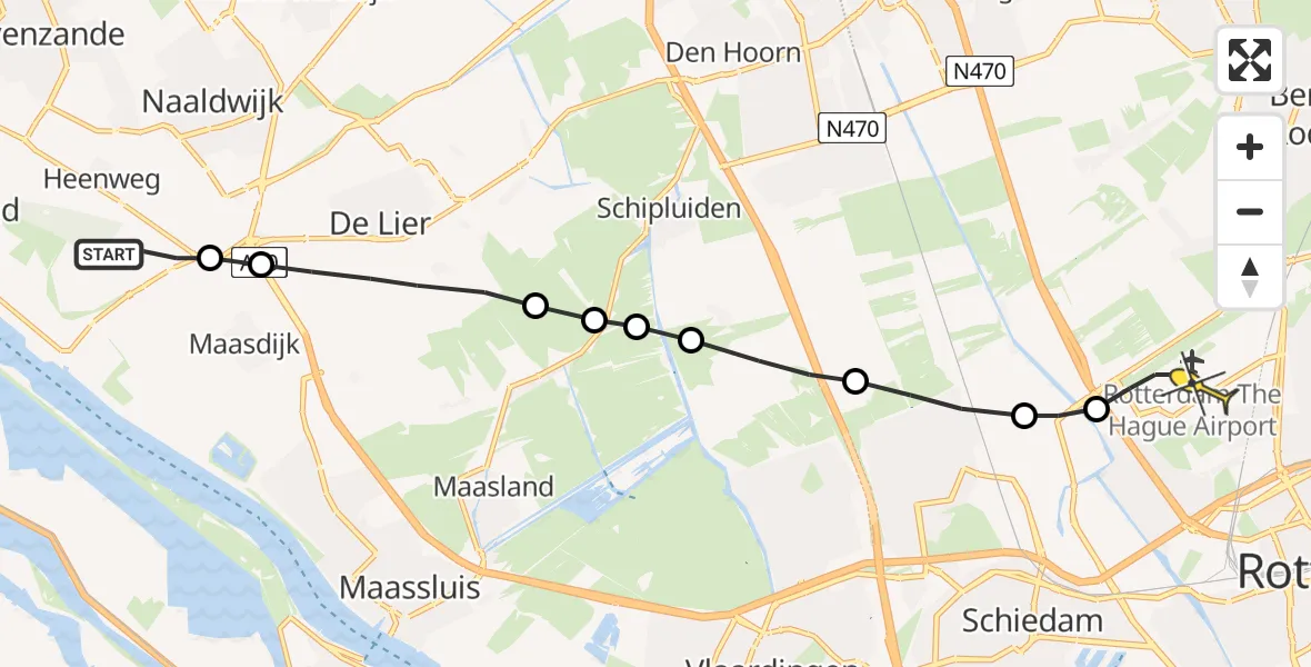 Routekaart van de vlucht: Lifeliner 2 naar Rotterdam The Hague Airport