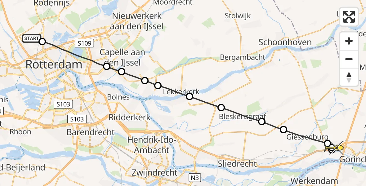 Routekaart van de vlucht: Lifeliner 2 naar Schelluinen