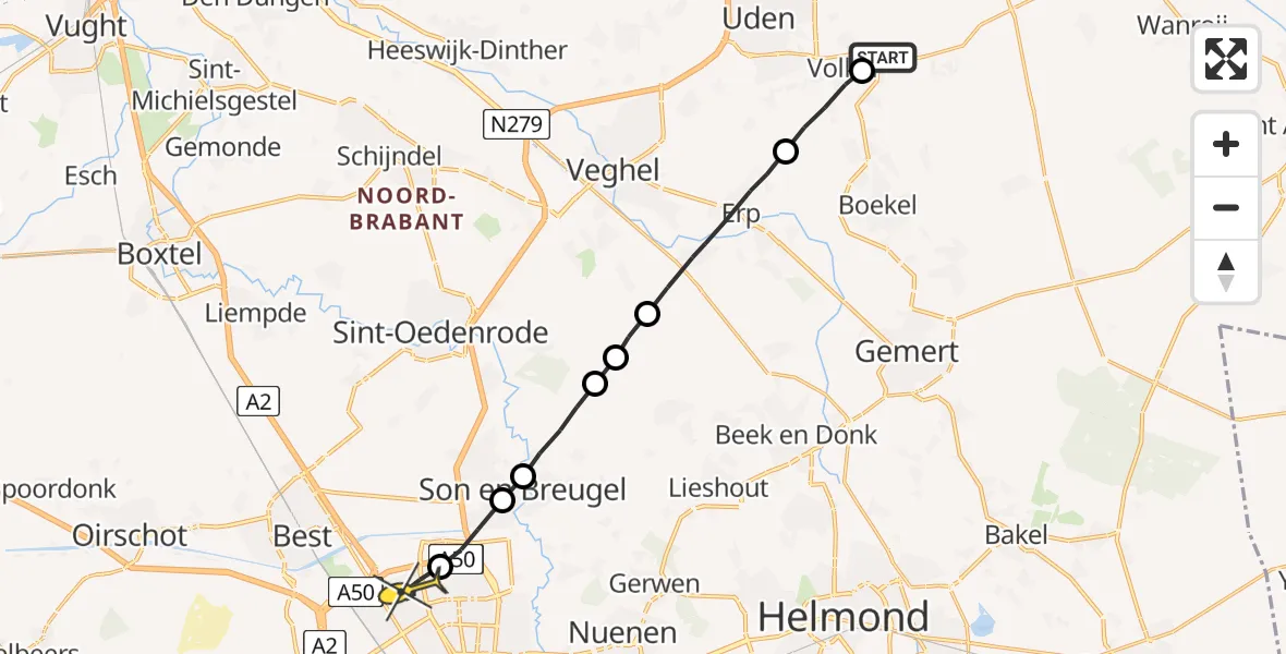 Routekaart van de vlucht: Lifeliner 3 naar Eindhoven