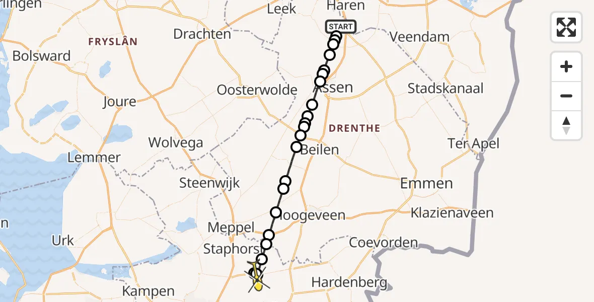 Routekaart van de vlucht: Lifeliner 4 naar Nieuwleusen