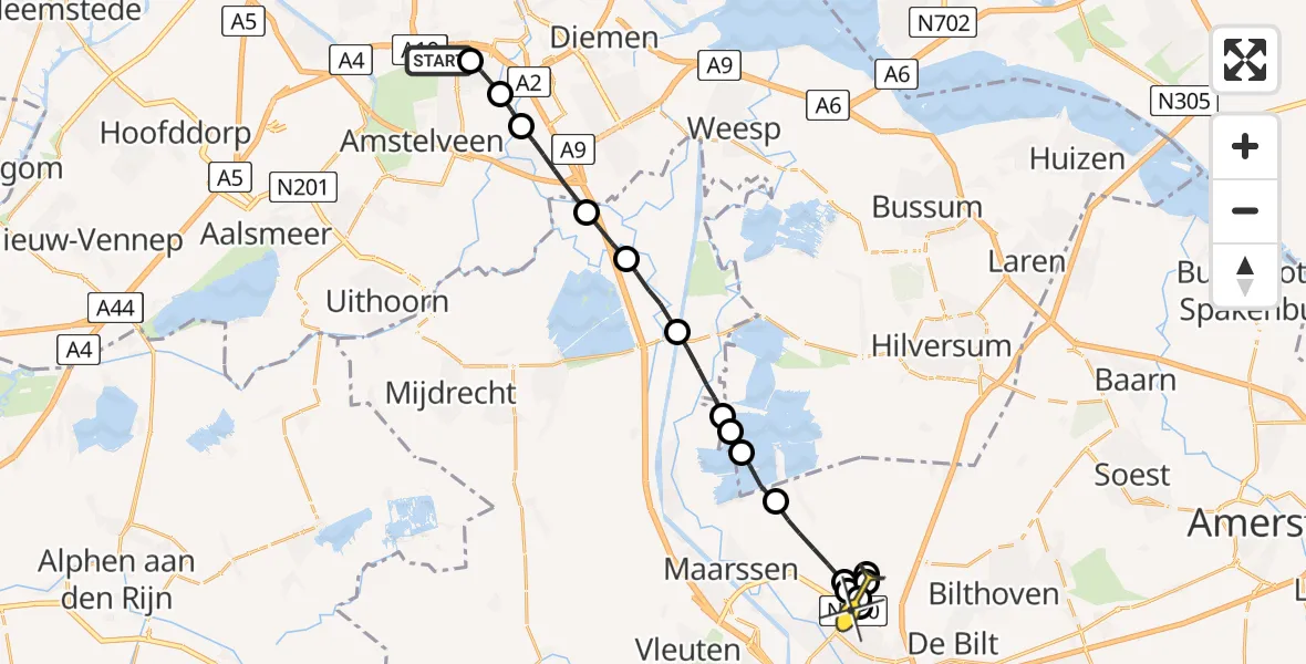 Routekaart van de vlucht: Lifeliner 1 naar Utrecht