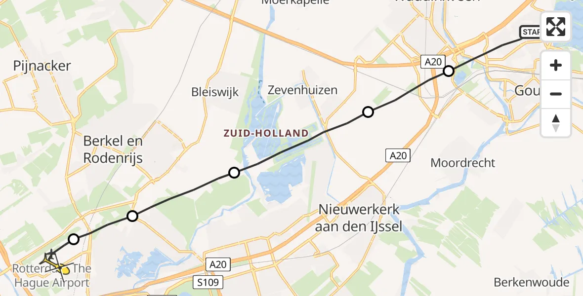 Routekaart van de vlucht: Lifeliner 2 naar Rotterdam The Hague Airport