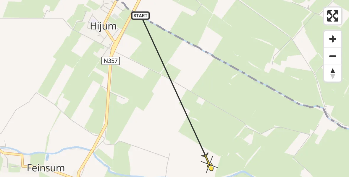 Routekaart van de vlucht: Ambulancehelikopter naar Feinsum