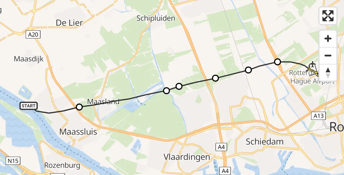 Routekaart van de vlucht: Lifeliner 2 naar Rotterdam The Hague Airport