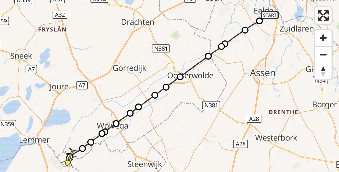 Routekaart van de vlucht: Lifeliner 4 naar 