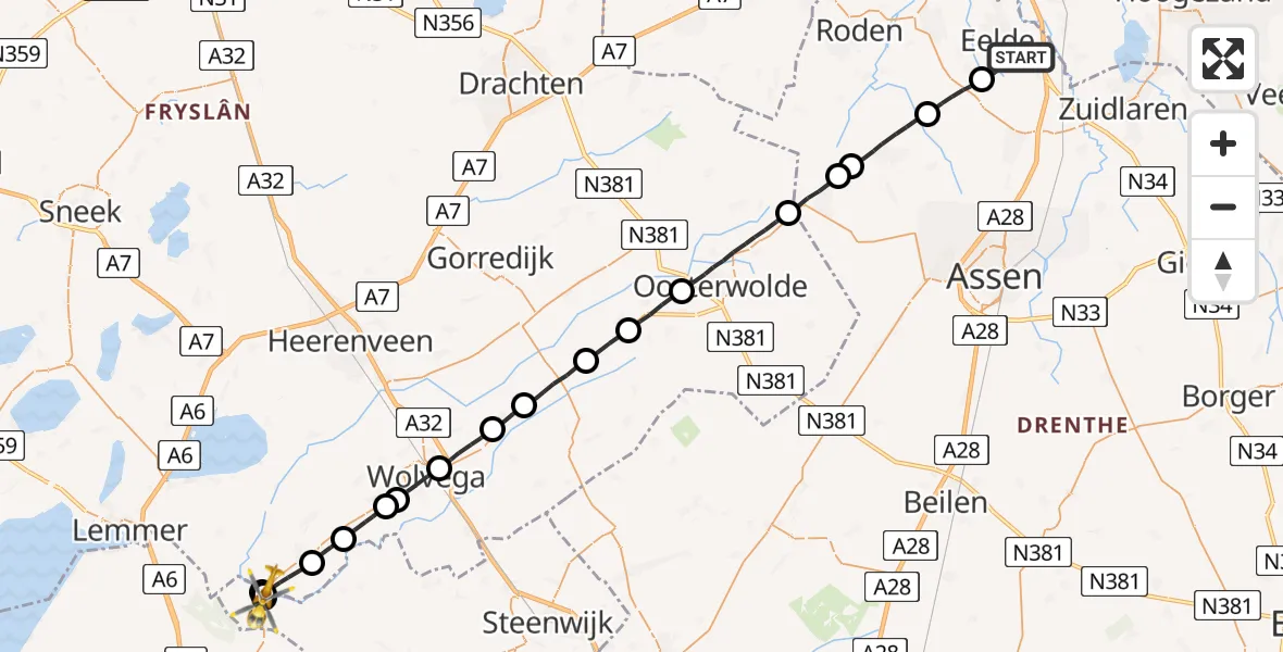 Routekaart van de vlucht: Lifeliner 4 naar 