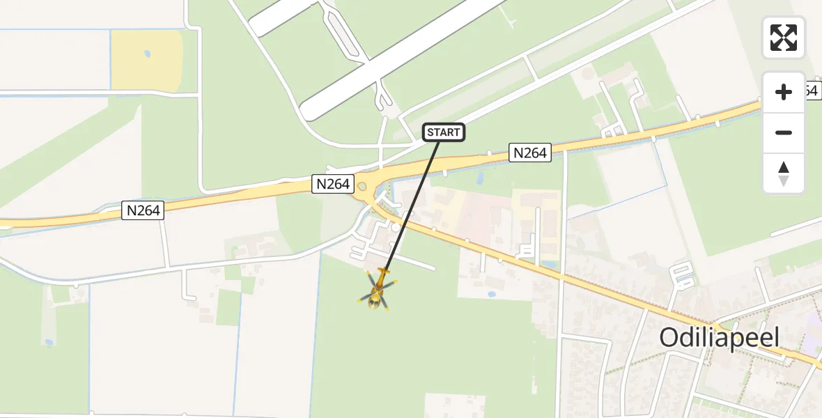 Vluchtroute Traumahelikopter Vliegbasis Volkel - Vliegbasis Volkel, 10 april 2023, 15:26