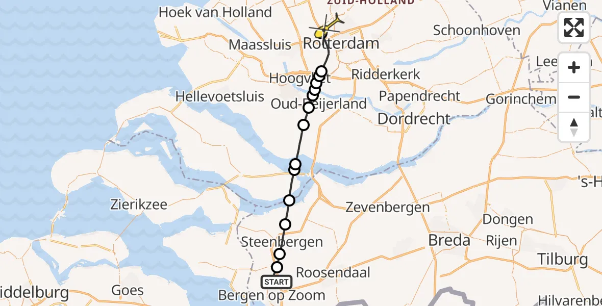 Routekaart van de vlucht: Lifeliner 2 naar Rotterdam The Hague Airport