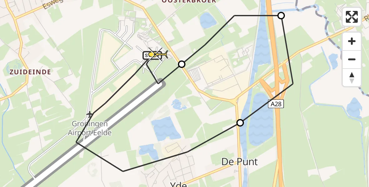 Routekaart van de vlucht: Lifeliner 4 naar Groningen Airport Eelde