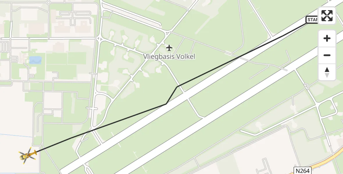 Vluchtroute Traumahelikopter Vliegbasis Volkel - Vliegbasis Volkel, 10 april 2023, 19:59