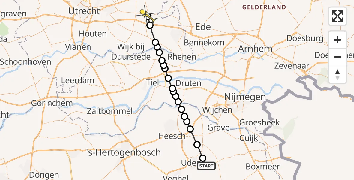 Routekaart van de vlucht: Lifeliner 3 naar Woudenberg