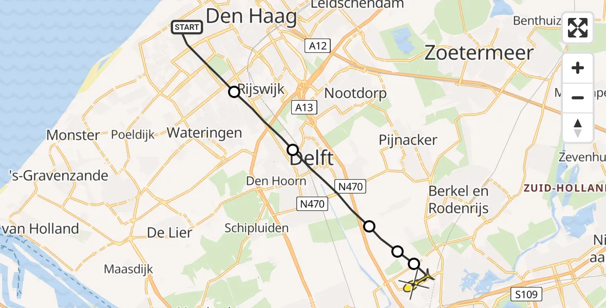 Routekaart van de vlucht: Lifeliner 2 naar Rotterdam The Hague Airport