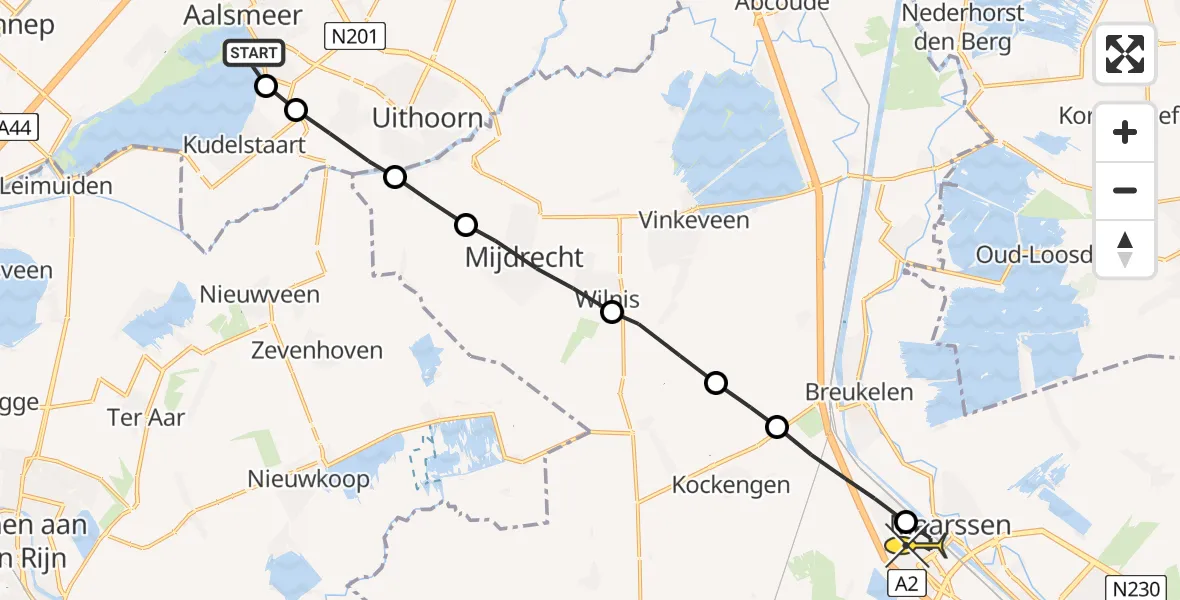 Routekaart van de vlucht: Lifeliner 1 naar Maarssen