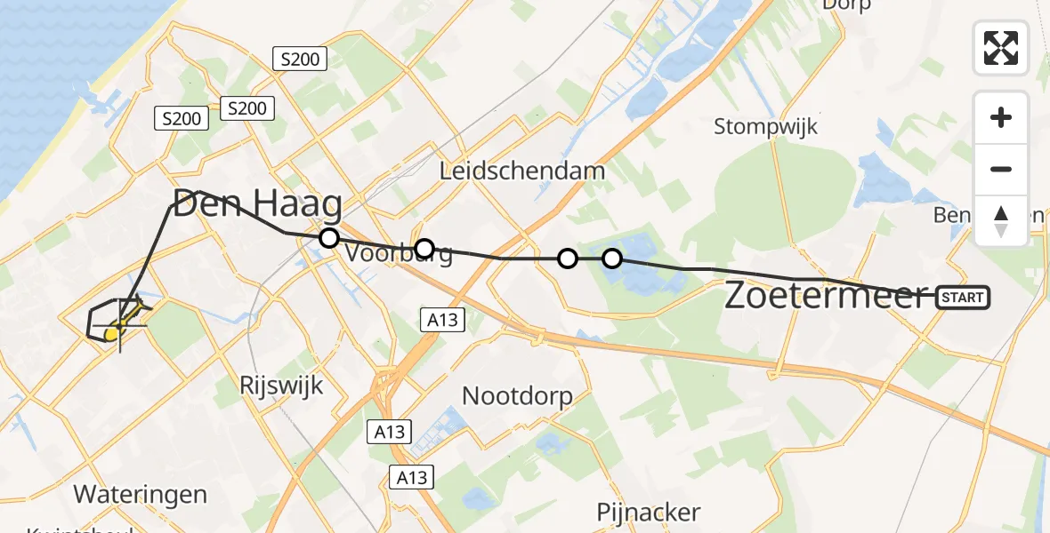 Routekaart van de vlucht: Lifeliner 2 naar Den Haag