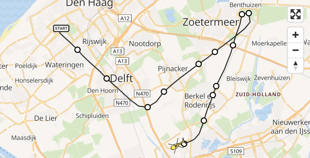 Routekaart van de vlucht: Lifeliner 2 naar Rotterdam The Hague Airport