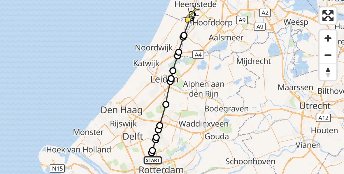 Routekaart van de vlucht: Lifeliner 2 naar Heemstede