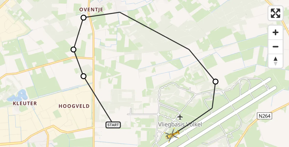 Vluchtroute Traumahelikopter Vliegbasis Volkel - Vliegbasis Volkel, 11 april 2023, 12:11