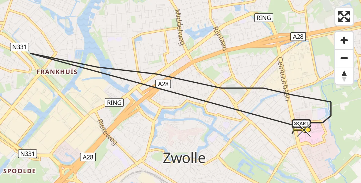 Routekaart van de vlucht: Lifeliner 4 naar Zwolle